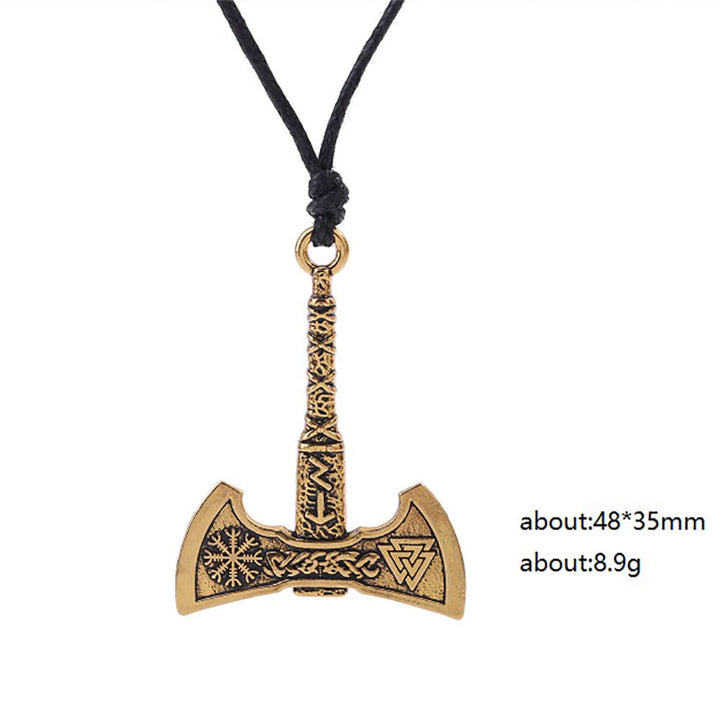 Norse Hammer Viking Axe Leather Multilayer – Jewelry Gift Ideas — 1