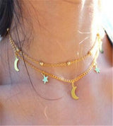 Retro Simple Layered Necklace Moon Star Sequined – Jewelry Gift Ideas — 1