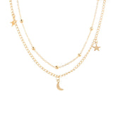 Retro Simple Layered Necklace Moon Star Sequined – Jewelry Gift Ideas — 3
