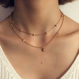 Retro Simple Layered Necklace Moon Star Sequined – Jewelry Gift Ideas — 6