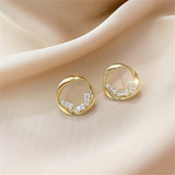 Irregular Zircon Geometric Circle Hoop Earrings – Surprise Gifts — 4