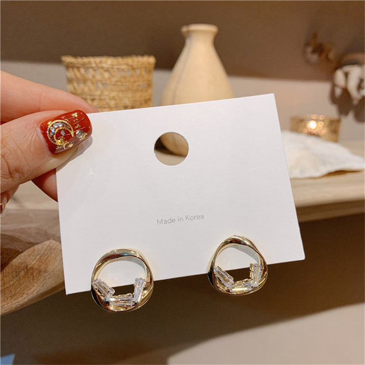Irregular Zircon Geometric Circle Hoop Earrings – Surprise Gifts — 1