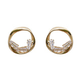 Irregular Zircon Geometric Circle Hoop Earrings – Surprise Gifts — 2