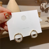 Irregular Zircon Geometric Circle Hoop Earrings – Surprise Gifts — 3