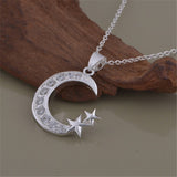 925 Silver Plated Diamond Star and Moon Necklace – Jewelry Gift Ideas — 2