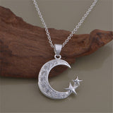 925 Silver Plated Diamond Star and Moon Necklace – Jewelry Gift Ideas — 3