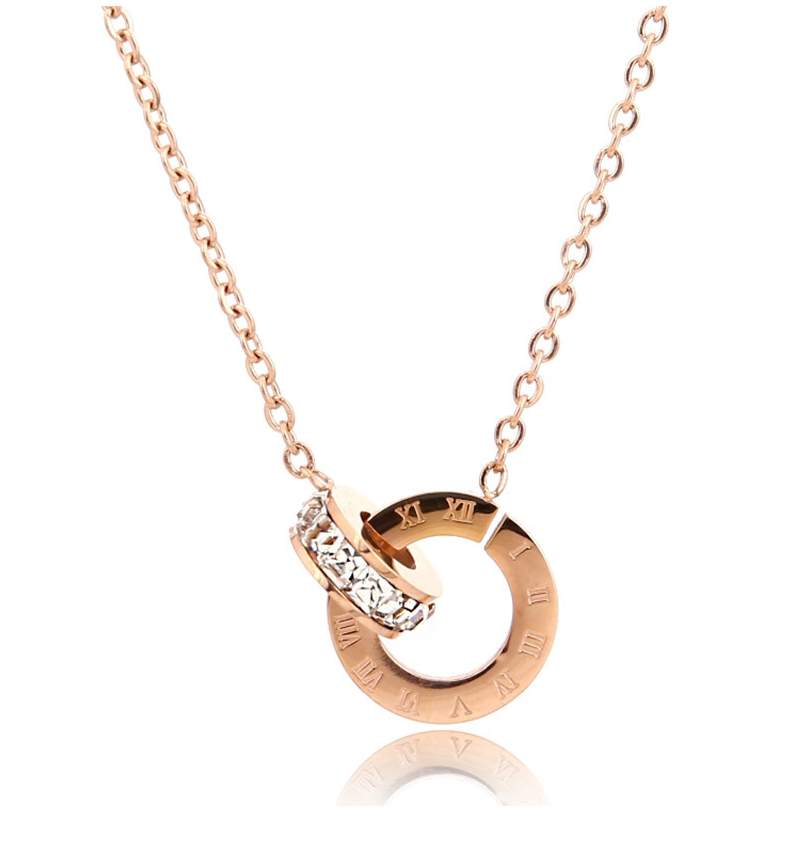 Titanium Steel Plated 18k Rose Gold Roman Double – Jewelry Gift Ideas — 1