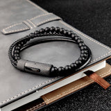 Stainless Steel Bracelet New Snap Beaded Black – Jewelry Gift Ideas — 4