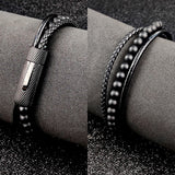Stainless Steel Bracelet New Snap Beaded Black – Jewelry Gift Ideas — 3