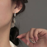 925 Sterling Silver Earrings With Paper Clip Square – Thoughtful Gifts — 3