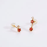 Natural Hexagon Mozambique Garnet Stud Earrings – Everyday Gifts — 2