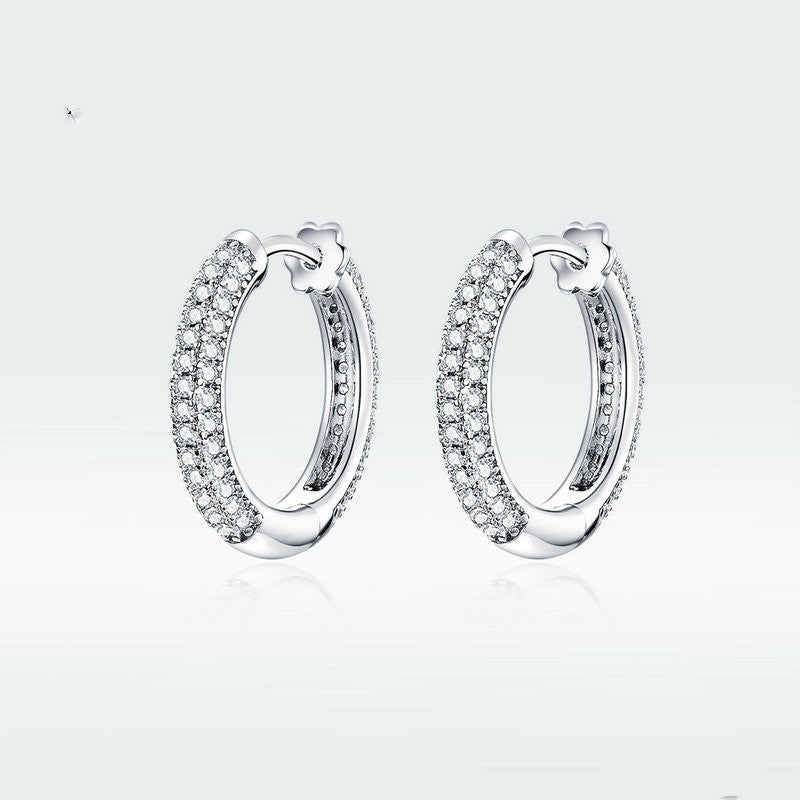 Sterling Silver Cubic Zircon Stud Earrings Small – Everyday Gifts — 1