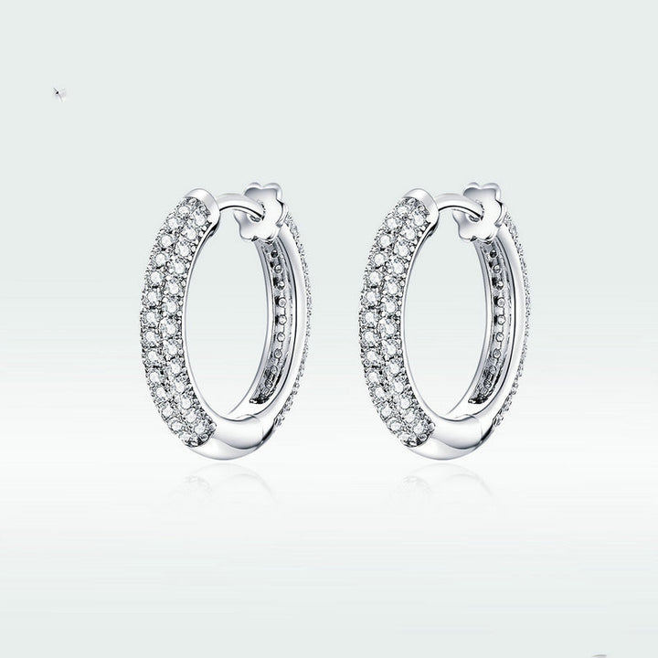 Sterling Silver Cubic Zircon Stud Earrings Small – Everyday Gifts — 1
