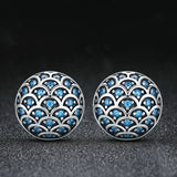 S925 Sterling Silver Wave Pattern Earrings Inlaid – Holiday Gift Ideas — 1