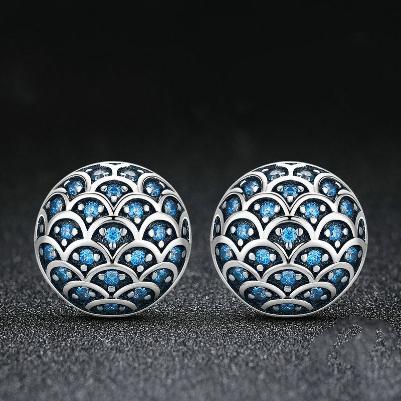 S925 Sterling Silver Wave Pattern Earrings Inlaid – Holiday Gift Ideas — 1