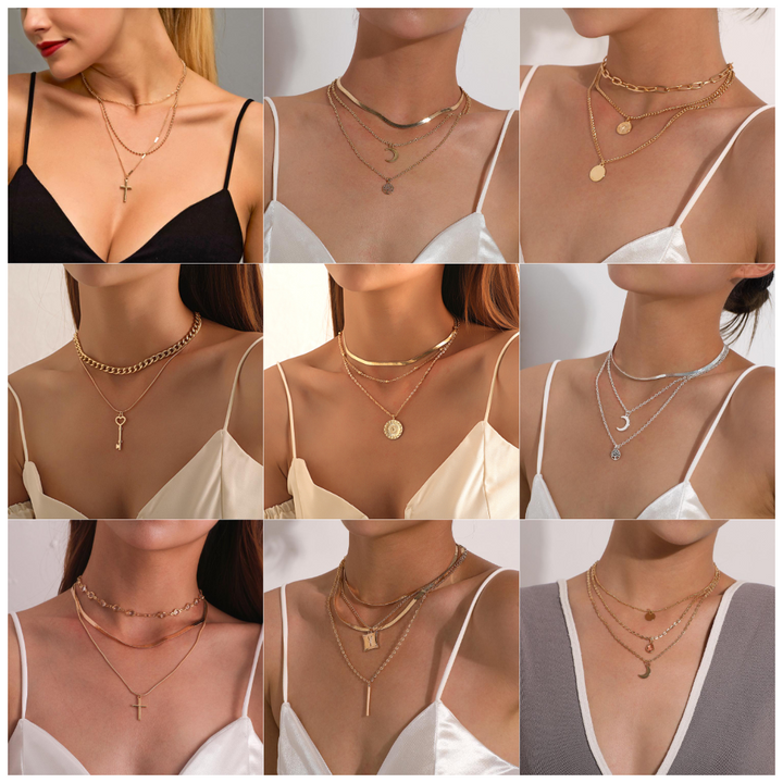 Vintage Bohemia Gold Coin letter Layered Chain – Jewelry Gift Ideas — 1