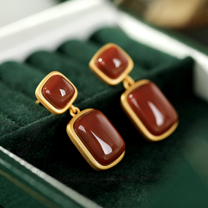 S925 Sterling Silver Gold-Plated Southern Red Agate – Everyday Gifts — 1