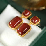 S925 Sterling Silver Gold-Plated Southern Red Agate – Everyday Gifts — 3