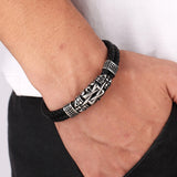 Fashion Stainless Steel Leather Braided Bracelet – Stylish Gifts — 3