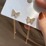 Butterfly Stud Earrings Super Fairy Tassel Long – Stylish Gifts — 1