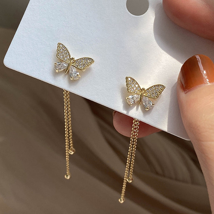 Butterfly Stud Earrings Super Fairy Tassel Long – Stylish Gifts — 1
