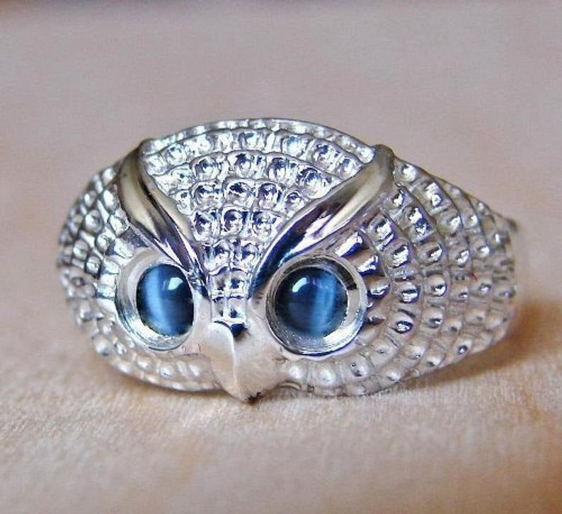 Alloy Blue Opal Cat Eagle Head Ring – Cat Lover Gifts — 1