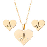 Simple Love Earrings Necklace Set Heart Shaped – Jewelry Gift Ideas — 5