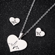 Simple Love Earrings Necklace Set Heart Shaped – Jewelry Gift Ideas — 1