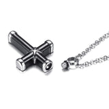 Stainless Steel Cross Urn Pendant Black Necklace – Jewelry Gift Ideas — 5
