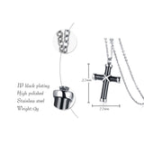 Stainless Steel Cross Urn Pendant Black Necklace – Jewelry Gift Ideas — 2