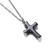 Stainless Steel Cross Urn Pendant Black Necklace – Jewelry Gift Ideas — 3