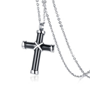 Stainless Steel Cross Urn Pendant Black Necklace – Jewelry Gift Ideas — 1