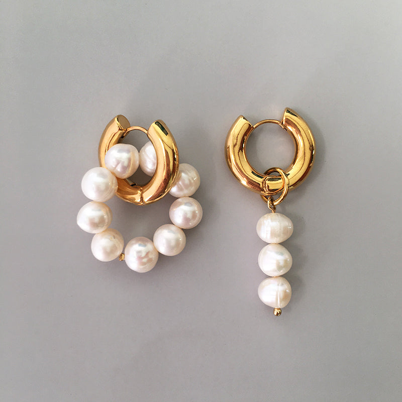 French Natural Pearl Asymmetric Earrings – Special Occasion Gifts — 1