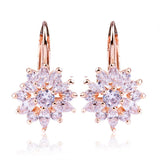 Champagne Gold Flower Earrings Zircon – Special Occasion Gifts — 1