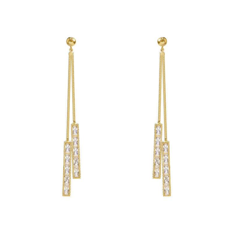 Long Fringed Zircon Pendant 925 Silver Needle – Jewelry Gift Ideas — 1