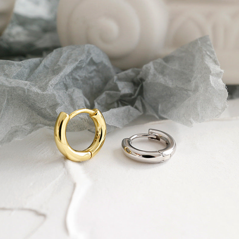 Sterling Silver Earrings INS Minimalist Geometric Ring – Gifts for Her — 1