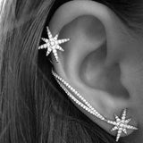 Rhinestone Asymmetric Snowflake Star Stud Earrings – Useful Gifts — 1
