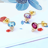 Vintage Earrings 925 Sterling Silver Garnet Blue – Holiday Gift Ideas — 3