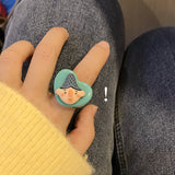 Cartoon Character Portrait Girl Ring Korean Niche – Gifts for Couples — 1