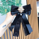 Lace Big Bow Rhinestone Pearl Streamer Brooch – Jewelry Gift Ideas — 5