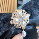 Lace Big Bow Rhinestone Pearl Streamer Brooch – Jewelry Gift Ideas — 2