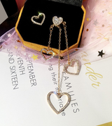Silver Needle Love Inlaid Diamond Asymmetric Long – Gifts for Couples — 1