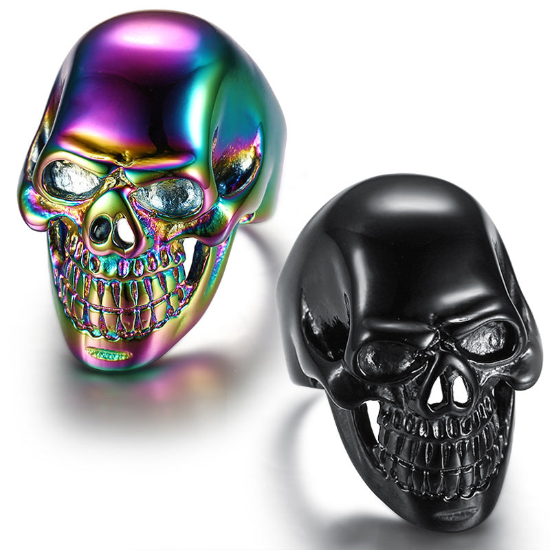 Titanium Steel Color Male Skull Ring Stainless Steel – Gifts for Him — 1