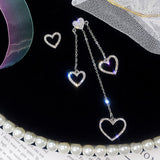 Silver Needle Love Inlaid Diamond Asymmetric Long – Gifts for Couples — 2
