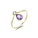 Silver Drop-Shaped Amethyst Topaz Ring Simple – Unique Gift Ideas — 1