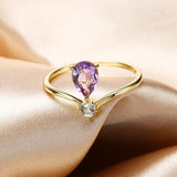 Silver Drop-Shaped Amethyst Topaz Ring Simple – Unique Gift Ideas — 3
