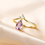 Silver Drop-Shaped Amethyst Topaz Ring Simple – Unique Gift Ideas — 4