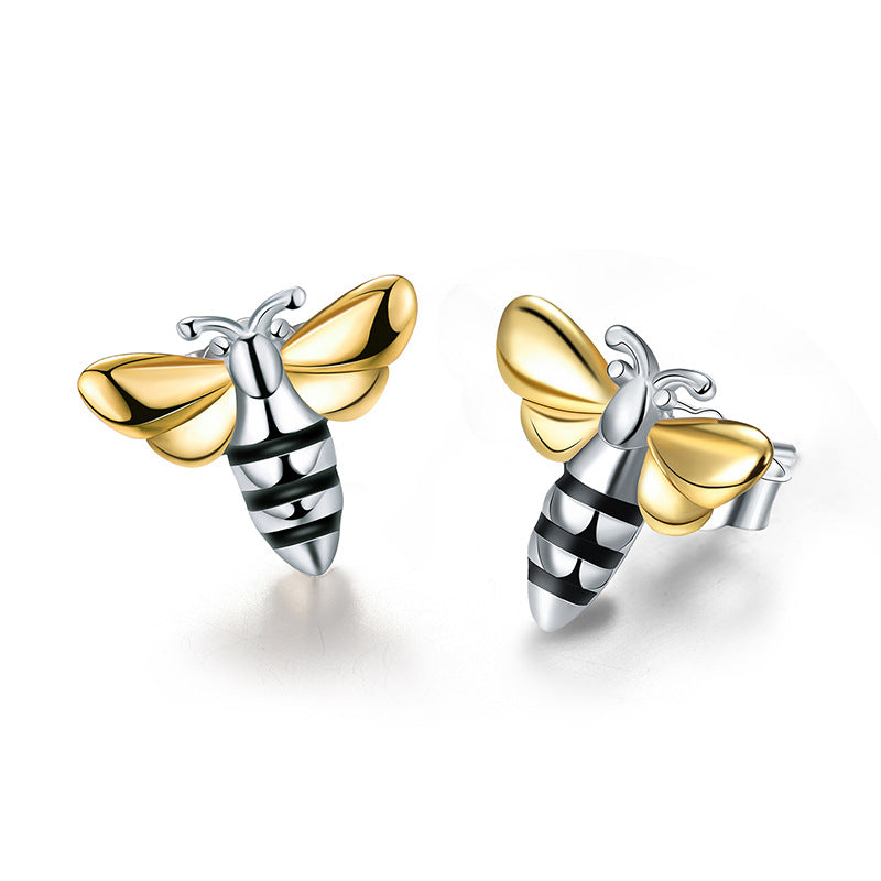 Cute Bee Color Separation Sterling Silver S925 Women's – Gifts for Her — 1