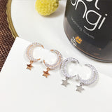 Stars And moon S925 Sterling Silver Pin Earrings – Everyday Gifts — 2