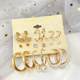 Fashion Punk C-shaped Circle Pearl Set Earrings – Stylish Gifts — 2